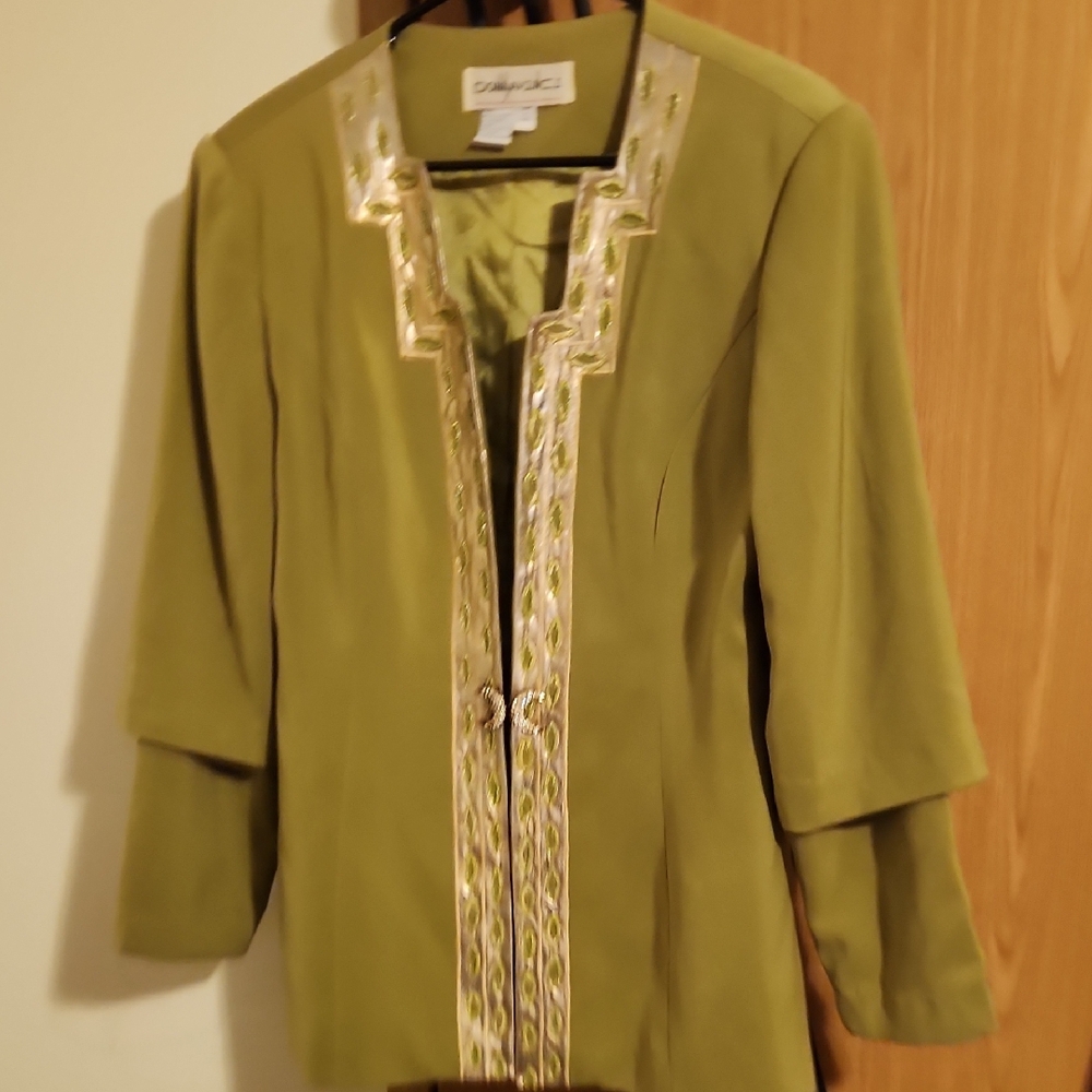DaVinci Green Blazer with Metallic Trim